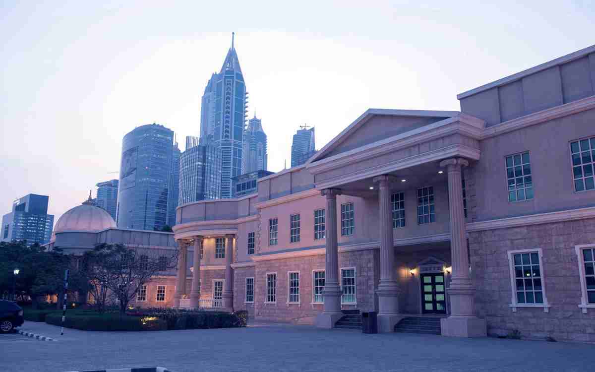 Giving a student lecture at the American University in Dubai covering the essential aspects of UAE law